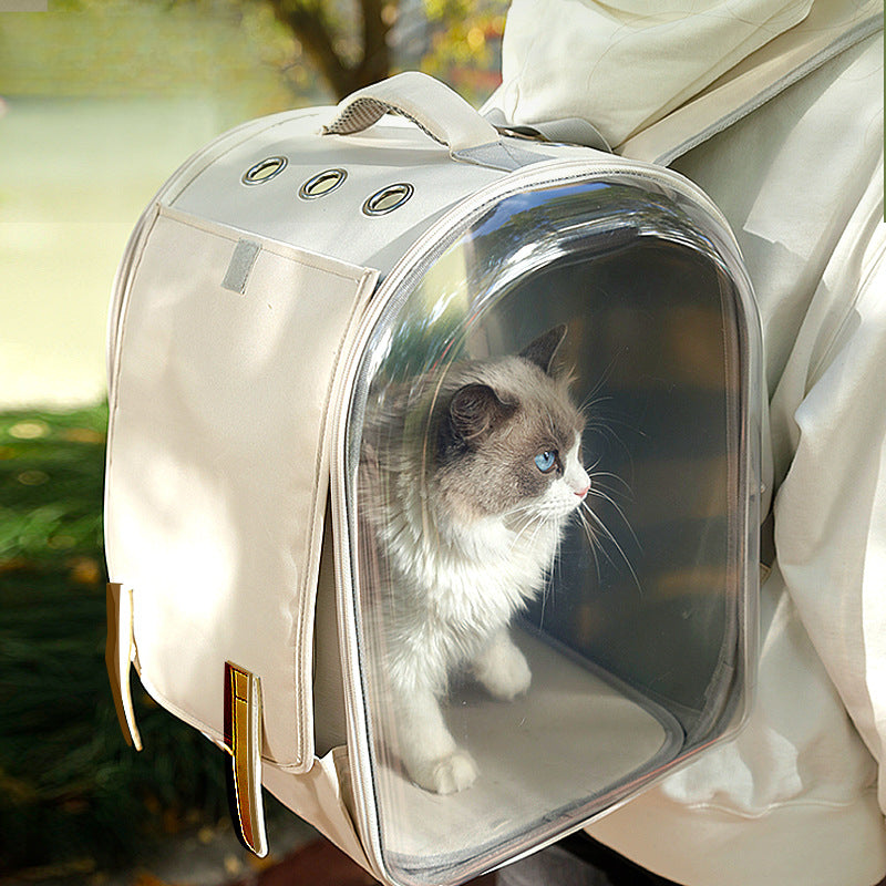 Outdoor Cat Carrier Bag Large Capacity Transparent Cat Dog Carrier Backpack Breathable Space Capsule Pet Supplies