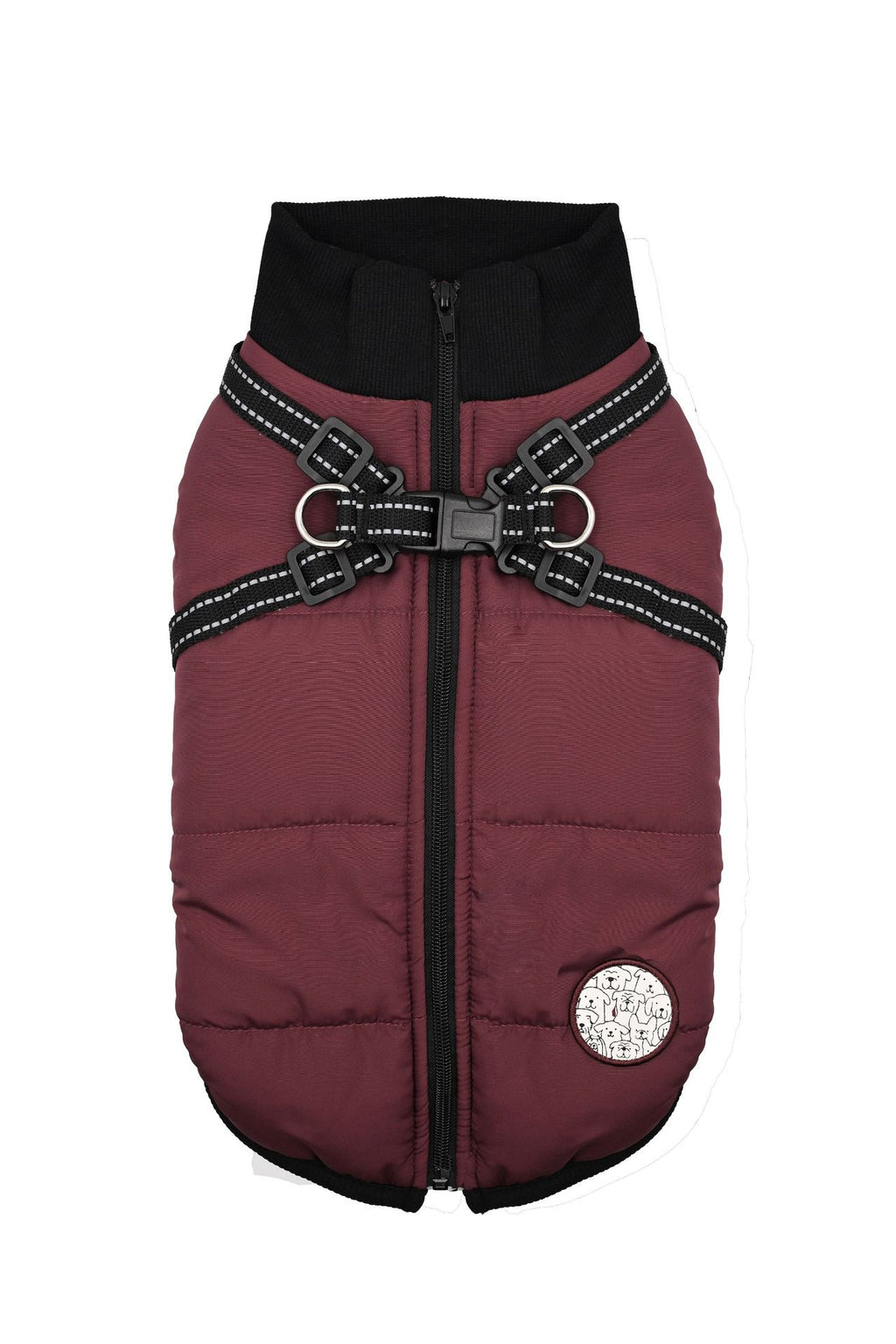 One-piece dog cotton-padded jacket for the chest and back; Autumn and winter dog cotton-padded jacket with zipper on the back; Warm and thickened chest and back one-piece design