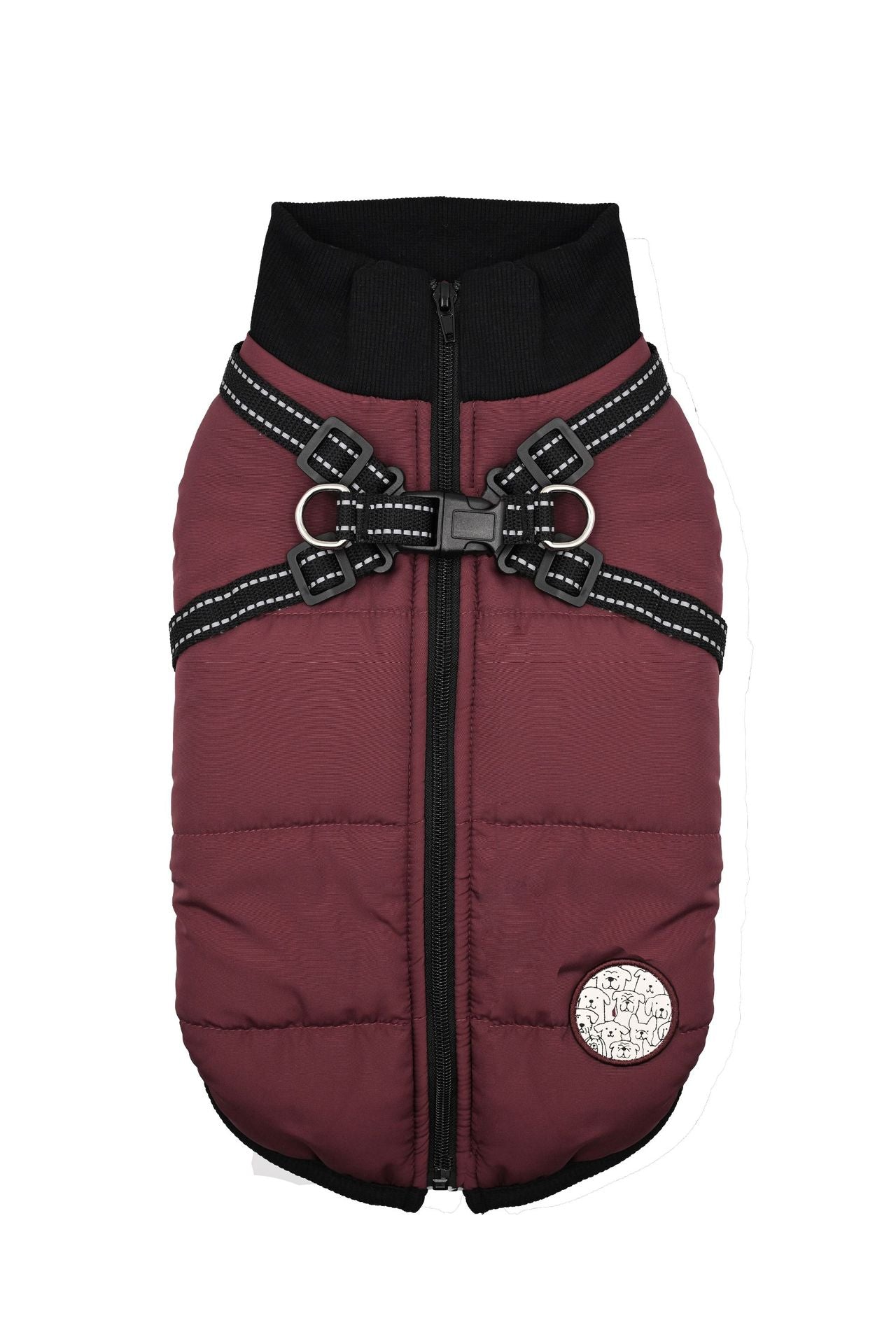 One-piece dog cotton-padded jacket for the chest and back; Autumn and winter dog cotton-padded jacket with zipper on the back; Warm and thickened chest and back one-piece design