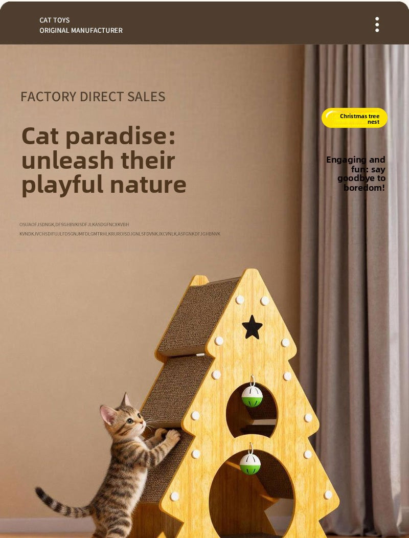 Christmas Tree Cat Scratching Board Cat Toy Corrugated Paper Cat Nest Wear-Resistant Cat Toy Cat Claw Board Non-Shedding All-Season Universal