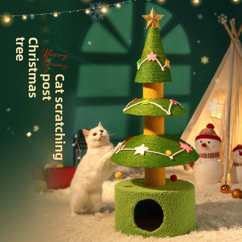 Christmas Tree Sisal Cat Scratching Board Wear-Resistant Non-Shedding Cat Claw Board Cat Climbing Frame Nest Integrated Cat Scratching Post Cat Toy