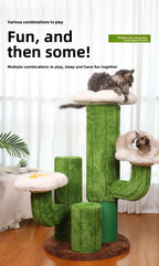 Cat Climbing Frame Solid Wood Home Cat Scratching Board Cat House Integrated Large Cat Toy Pet Fitness Multi-layer Cat Climbing Frame Cactus