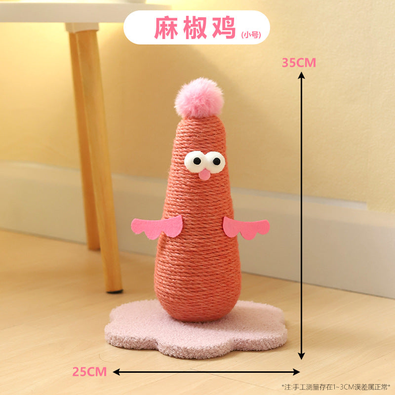 Chicken-shaped sisal claw grinding column, vertical scratch-resistant and non-flaking hemp rope column with grab board. Self-entertaining and boring cat climbing frame Pet supplies
