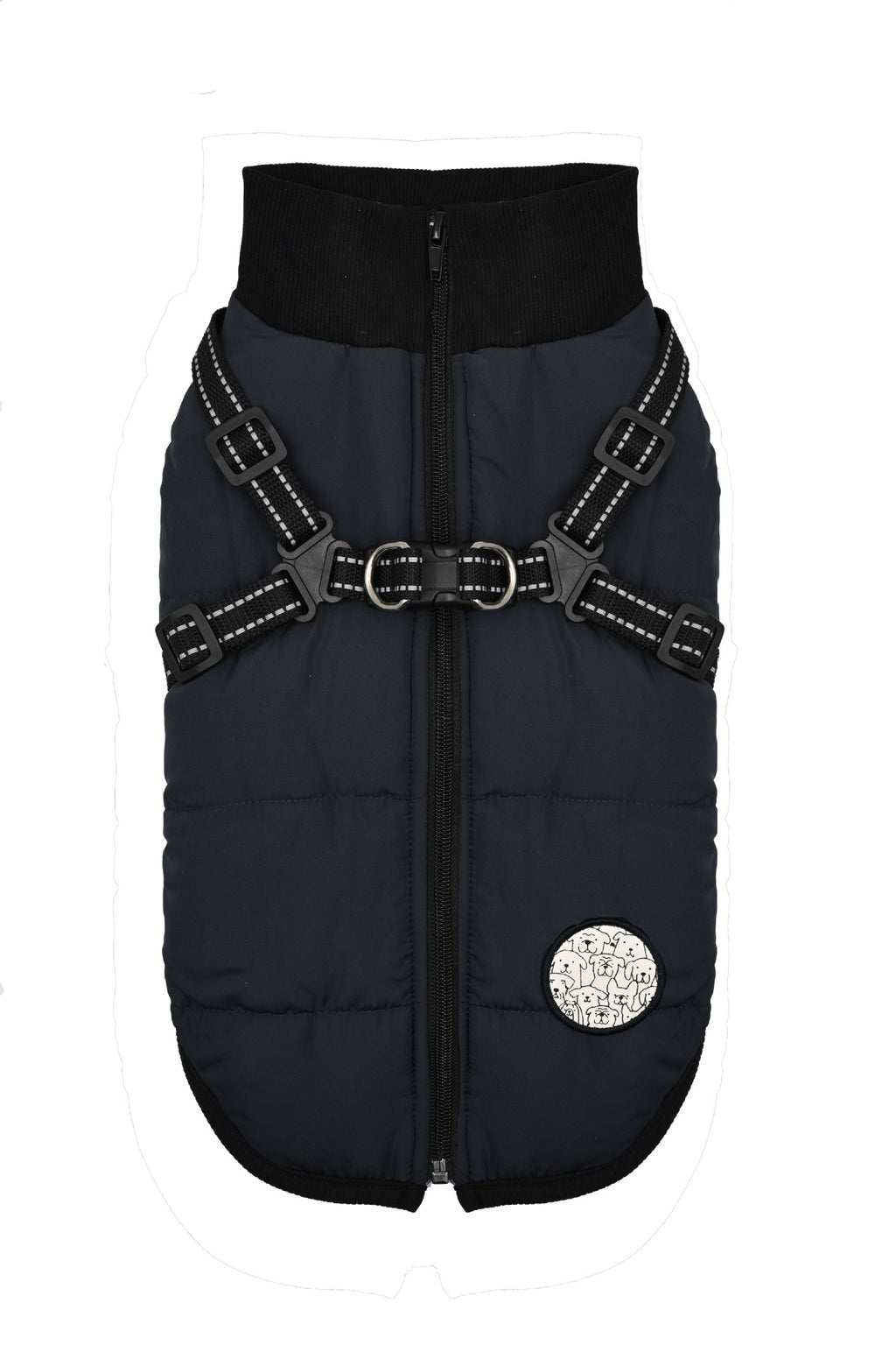 One-piece dog cotton-padded jacket for the chest and back; Autumn and winter dog cotton-padded jacket with zipper on the back; Warm and thickened chest and back one-piece design