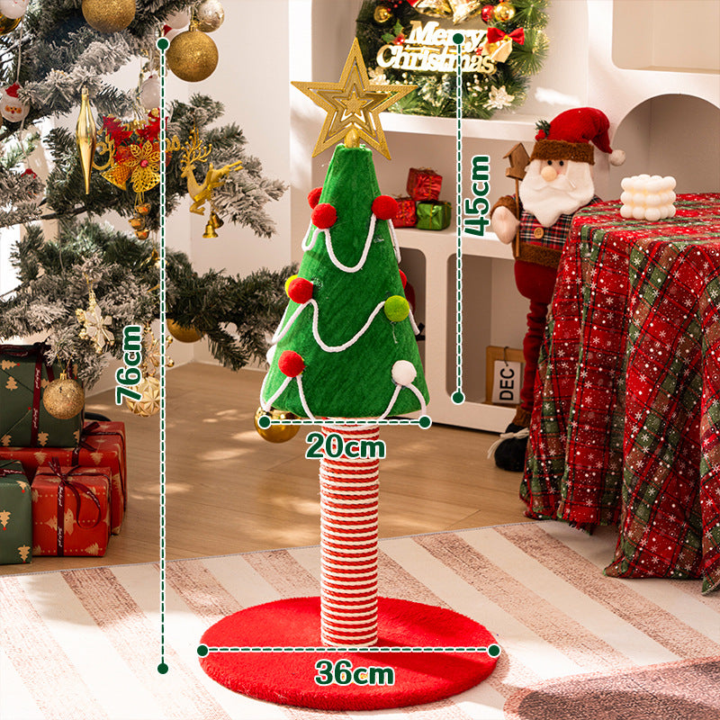 Christmas Tree Sisal Cat Scratching Board Wear-Resistant Non-Shedding Cat Claw Board Cat Climbing Frame Nest Integrated Cat Scratching Post Cat Toy