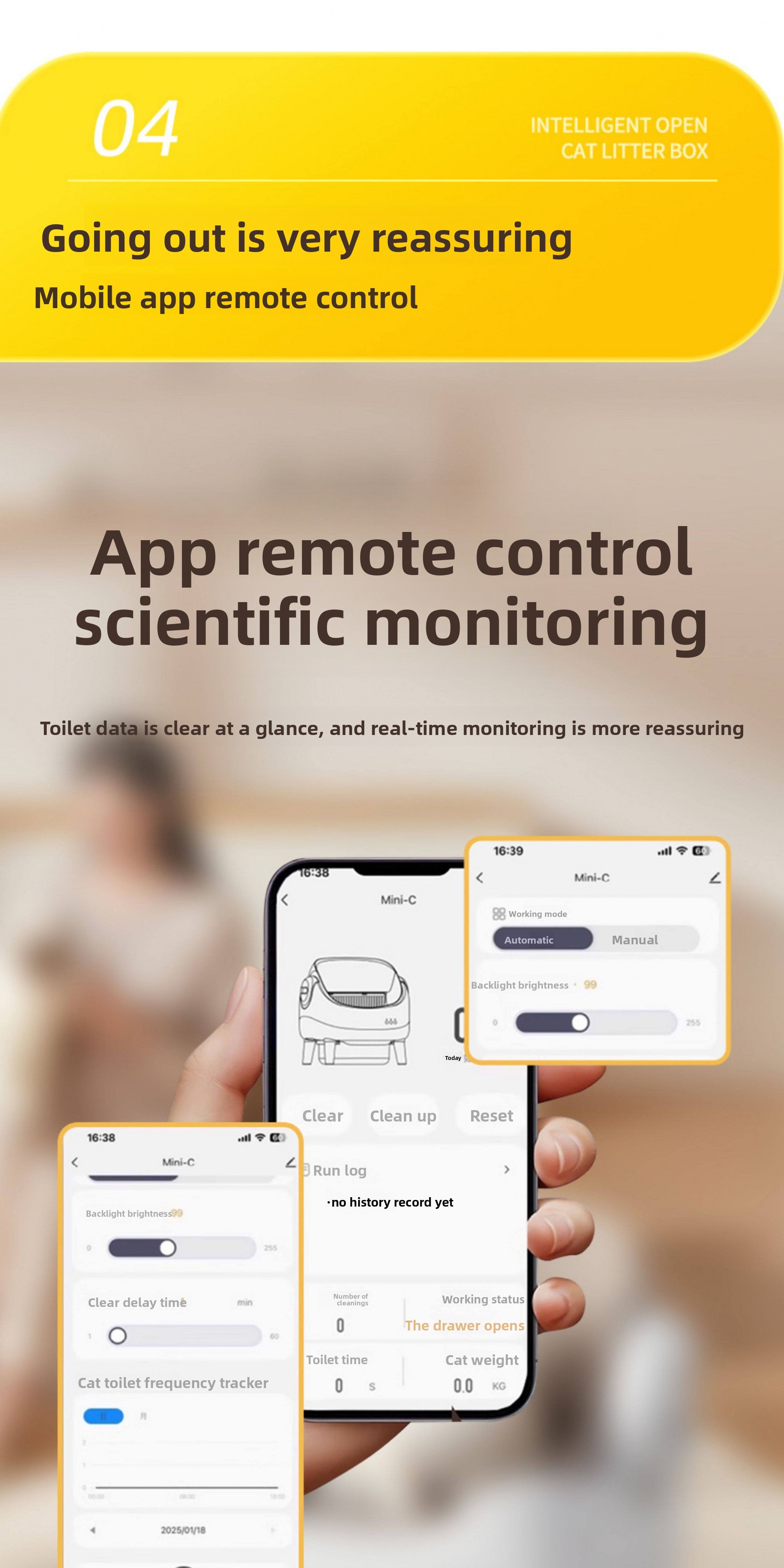 Smart Cat Litter Box Fully Automatic Cat Litter Box Splash-Proof Open Design Easy to Clean Cat Toilet Automatic Scooper