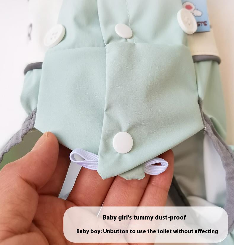 Outdoor four-legged raincoat Dog clothes, transparent raincoats and raincoats; The waterproof cap can be pulled. A small dog with a four-legged tummy