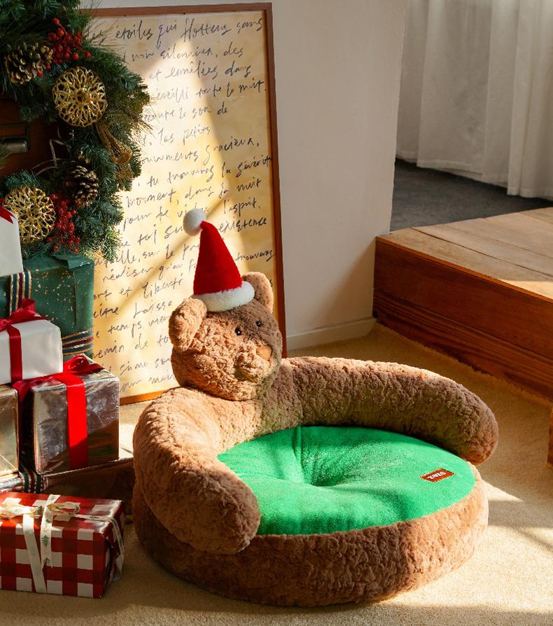 Christmas Bear pet sofa Dog beds and cat beds are suitable for all four seasons. Open pet bed Small dog kennel