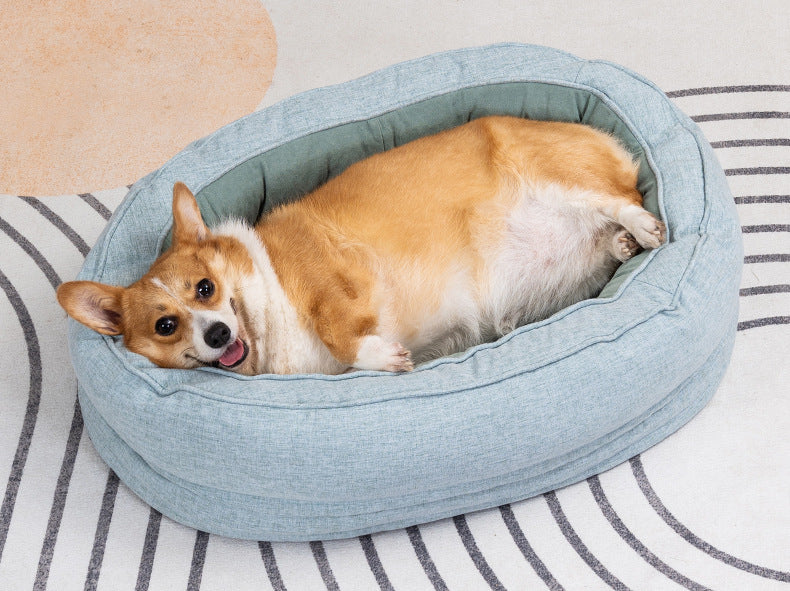 Oval doughnut pet bed It can be disassembled and washed for medium and large dog beds. Deep sleep four-season dog bed Winter warm dog bed