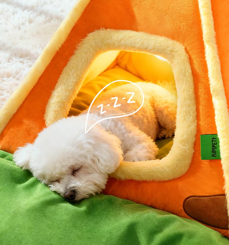 Triangular carrot tent dog shelter Winter closed cat sleeping bags and cat beds; Winter warm pad for dogs to sleep in dog beds