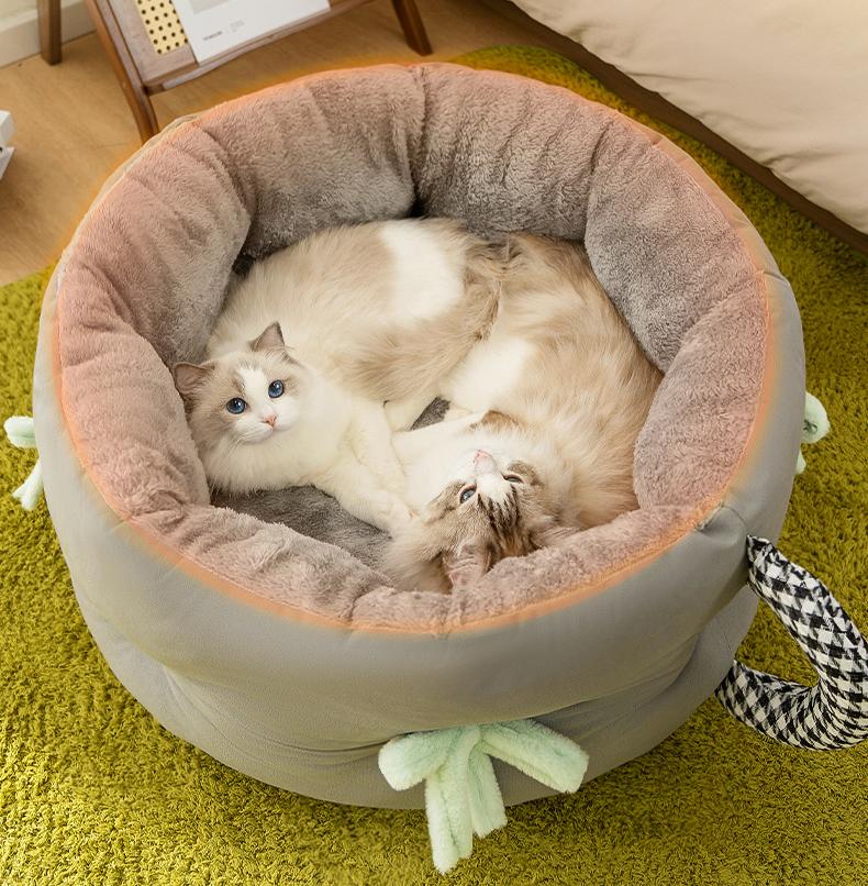 "Giant Teacup Pet Bed" Cat bed: Warm and thickened teacup bed for autumn and winter. Deep sleep doghouse Korean version Teddy Bichon pet bed for small and medium-sized dogs