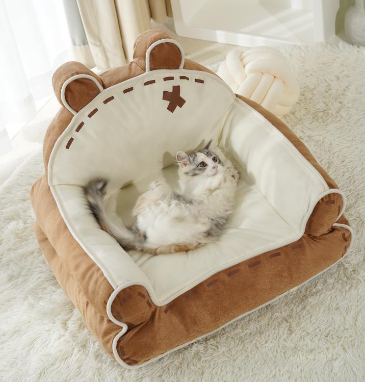 Little Bear pet sofa cat bed Suitable for all seasons; Thickened and warm winter sleeping pad; Cat supplies