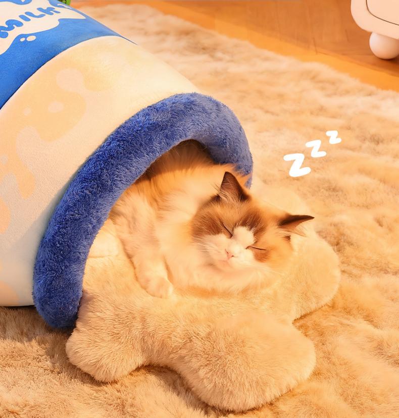 "Milk Can Pet Bed" Winter warm dog beds and cat beds; Yogurt bottle-shaped pet bed