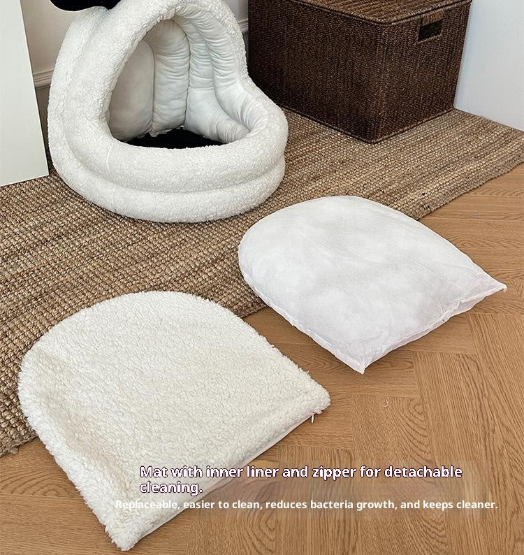 Animal-shaped yurt cat bed A large semi-enclosed dog house for keeping cats warm in winter; Detachable and washable pet bed