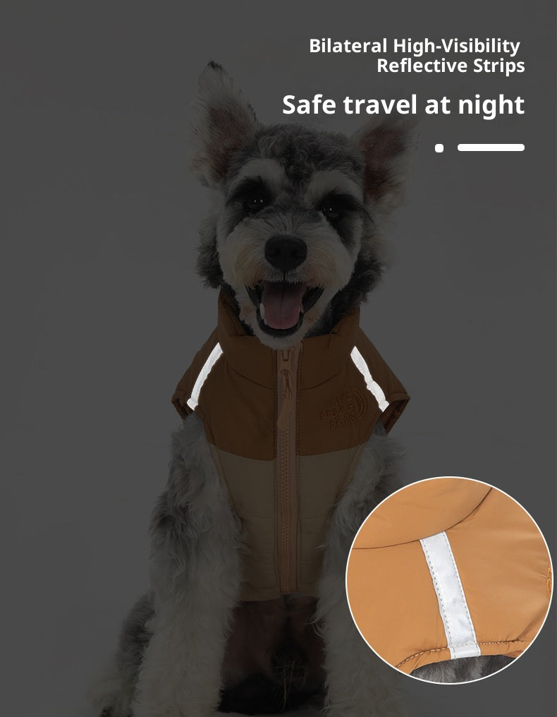 Waterproof reflective pet clothing for autumn and winter ; Dog cotton-padded clothes can pull large dog clothes. Pet clothing