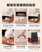 Drawer-style dog kennel Add velvet in winter for warmth. Semi-enclosed large-space cat bed; Textured leather dog bed; Suitable for all seasons