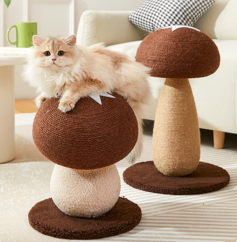 Cute and fun mushroom cat Scratch pillar Cat scratch board, sisal cat scratch post; Wear-resistant and does not shed chips; Mushroom standing claw grinding toy Cat supplies