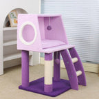Purple multi-functional cat bed climbing frame; Integrated cat climbing frame, cat bed and cat scratch post; A small-sized apartment that doesn't take up much space and is an integrated cat toy