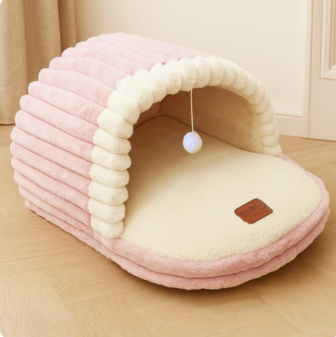 Cave pet nest; Winter warm, anti-slip, small soft and comfortable sleeping bag for dogs and cats