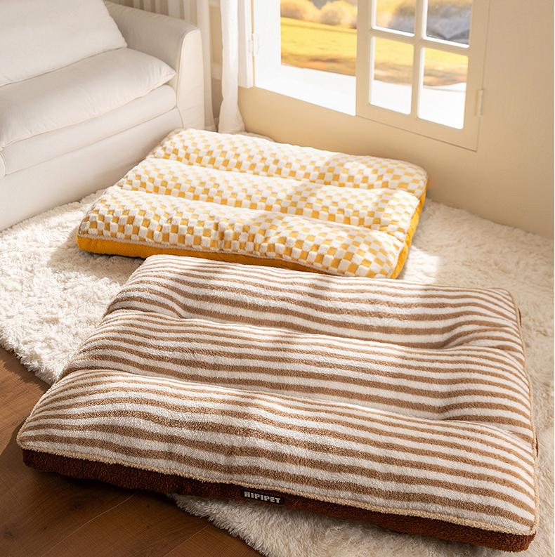 Warm striped pad dog bed; Medium and large-sized dogs; Pet bed pads for big dogs and cats; Cat bed and dog mat