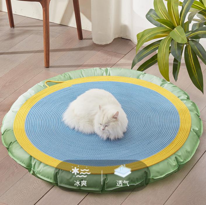 Rattan pet round mat: Cat mat for sleeping; Wear-resistant and non-flaking pet supplies; Rattan mat cat ice pad Floor mat cat scratcher