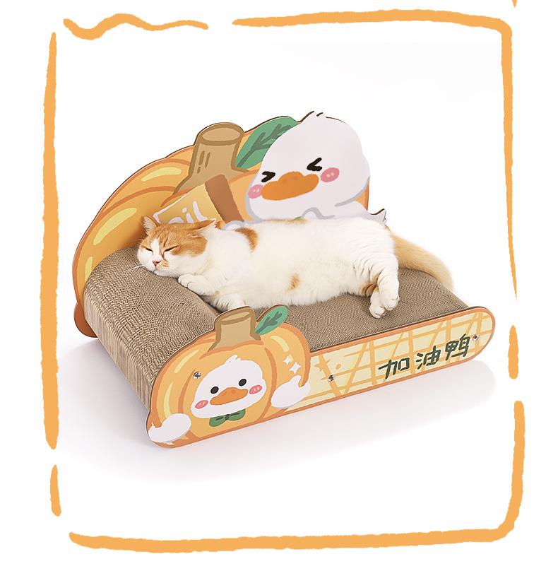 Extra-large cat scratch-board sofa; Wear-resistant and does not shed chips; Cat scratch-board corrugated paper cat bed integrated; Suitable for all seasons