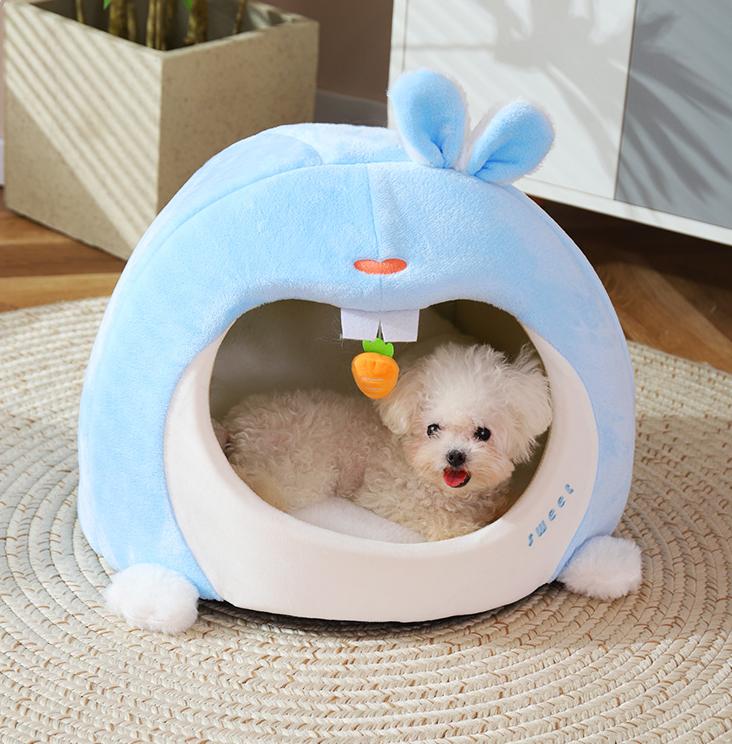 Semi-enclosed cat beds for winter warmth; Thicken the security nest; Cat House The puppy sleeps in a pet bed. Cat tent