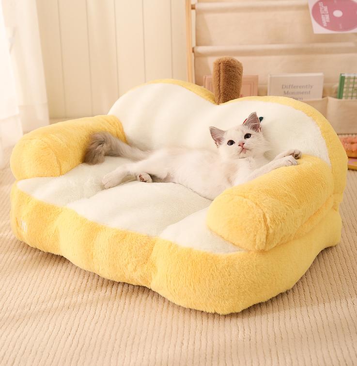 Apple-shaped sofa bed; Winter warm kitten bed; Winter cat sleeping bed; All-season sofa for pets