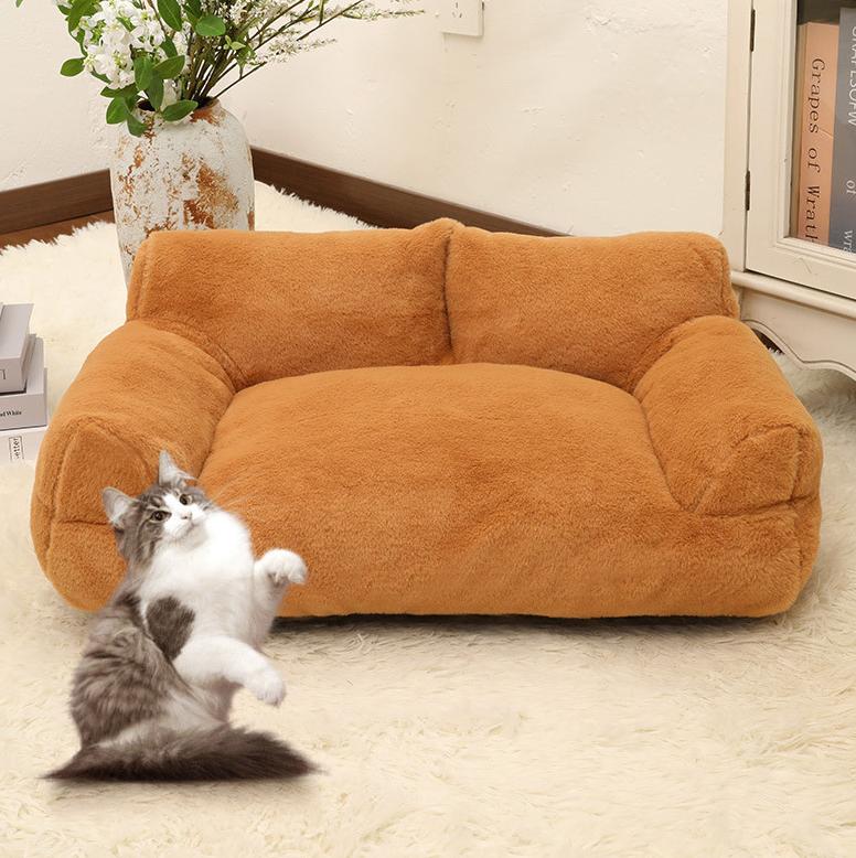Pet rabbit fur sofa bed: Dog sofa, large pet sofa; Rabbit plush pet bed; Soft, high-quality cat beds, large dog beds and dog beds