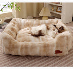 Cat bed rabbit hair bubble fleece; Soft and comfortable sleeping pad cat and dog bed; In winter, the cat bed can be disassembled and washed for warmth. Suitable for small cats and dogs