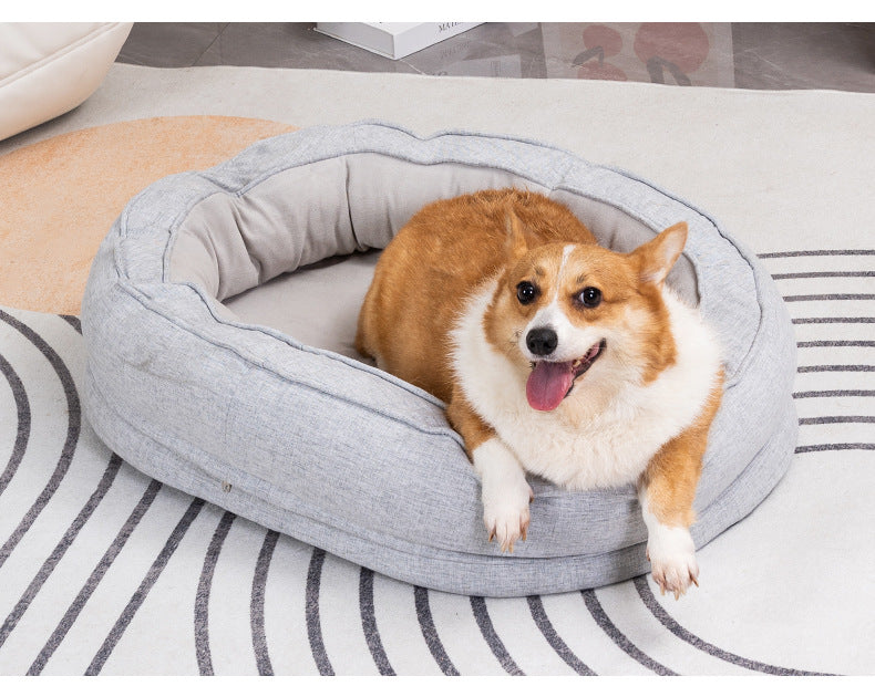 Oval doughnut pet bed It can be disassembled and washed for medium and large dog beds. Deep sleep four-season dog bed Winter warm dog bed