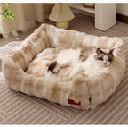 Cat bed rabbit hair bubble fleece; Soft and comfortable sleeping pad cat and dog bed; In winter, the cat bed can be disassembled and washed for warmth. Suitable for small cats and dogs