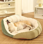 Color-blocking high-backrest dog house; Fully enclosed sofa dog bed cushion; Thick and large doghouse winter Seasonal warm pet bed