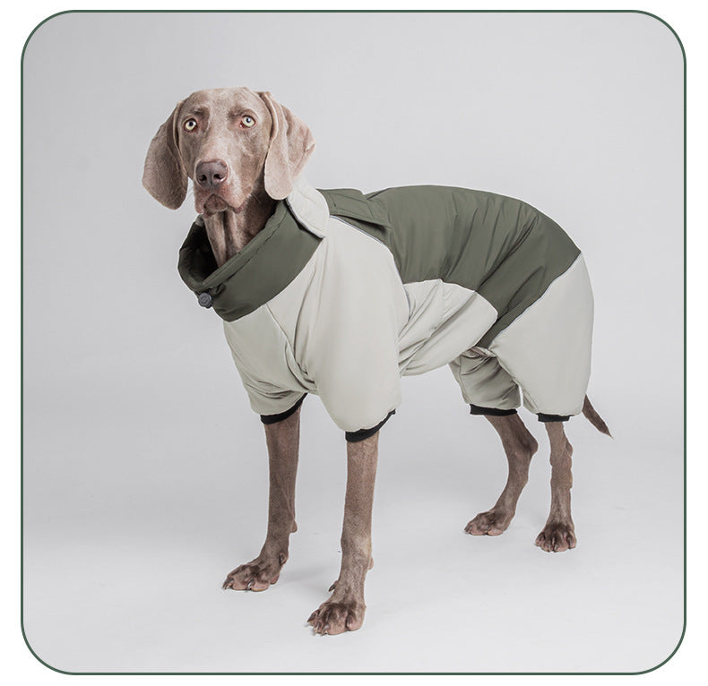 Dog autumn and winter windbreaker and cotton-padded jacket; Windproof, warm and waterproof; High-brightness and highly reflective dog cotton-padded clothing