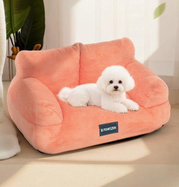 Rabbit fur sofa pet bed: Dog bed, cat bed, warm rabbit fur pet bed; Large detachable pet sofa; Winter dog sofa cat villa