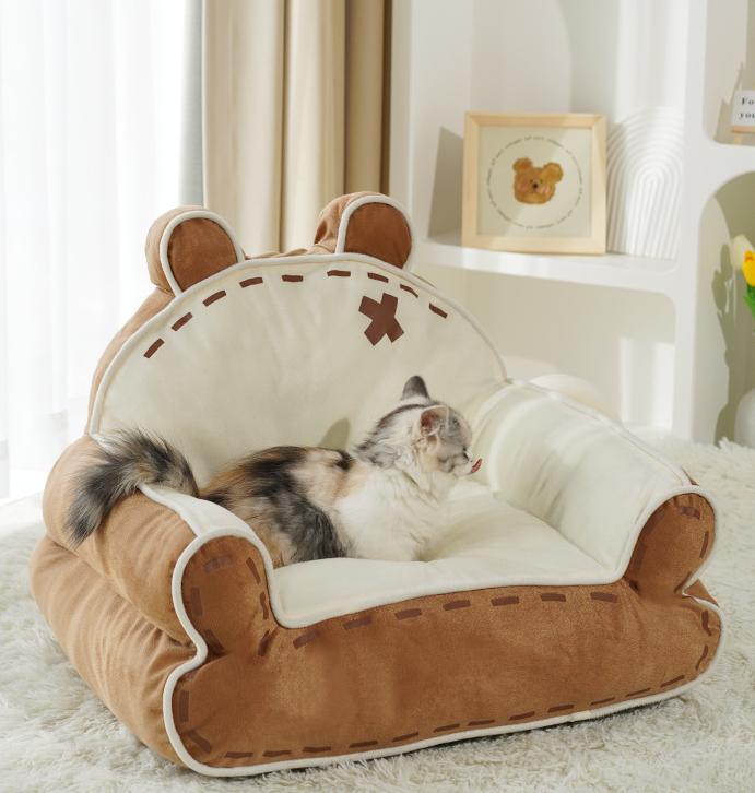 Little Bear pet sofa cat bed Suitable for all seasons; Thickened and warm winter sleeping pad; Cat supplies