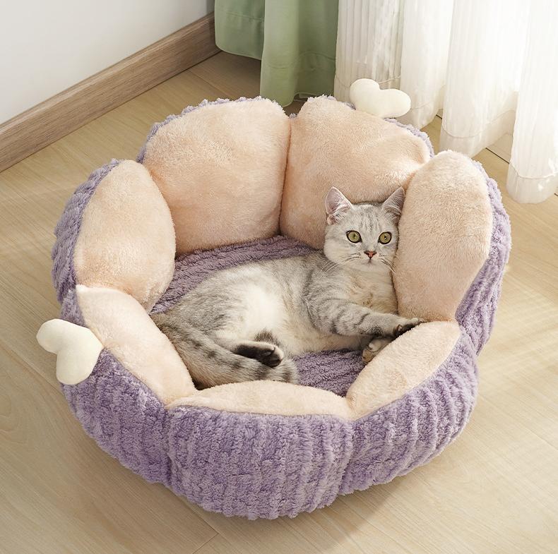 Cactus-shaped pet bed; Semi-enclosed kitten bed mat for winter warmth; Washable shaped cat beds and dog beds