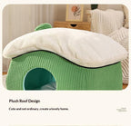 Snow house-shaped pet bed; Cartoon semi-enclosed thickened cat and dog beds; Detachable and washable pet bed