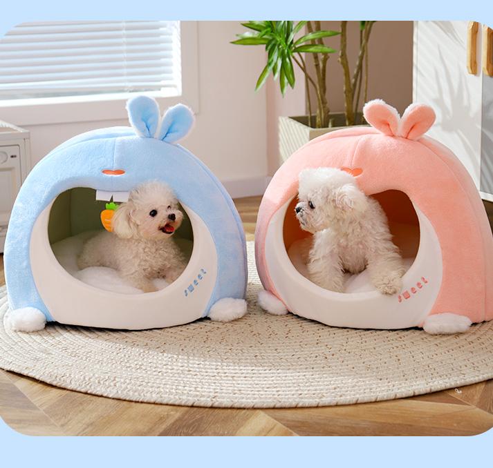 Semi-enclosed cat beds for winter warmth; Thicken the security nest; Cat House The puppy sleeps in a pet bed. Cat tent