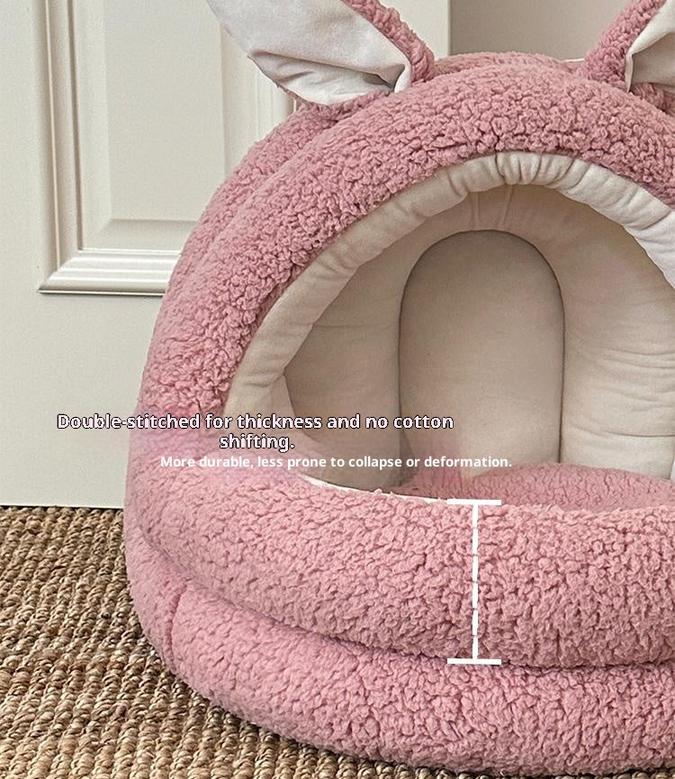 Animal-shaped yurt cat bed A large semi-enclosed dog house for keeping cats warm in winter; Detachable and washable pet bed