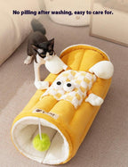 Dual-purpose tunnel mat cat bed cat mat; Play and sleep integrated cat bed Pet supplies