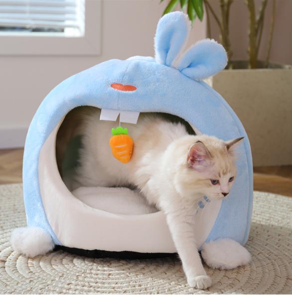 Semi-enclosed cat beds for winter warmth; Thicken the security nest; Cat House The puppy sleeps in a pet bed. Cat tent