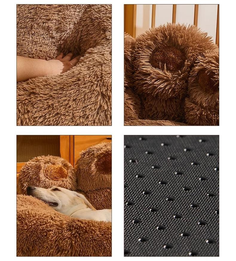 Bear palm-shaped pet bed; A warm dog bed for medium and large-sized dogs in winter. Fleece sofa sleeping pad All-season pet supplies