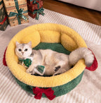 Christmas Limited Edition · Basket-style Pet Bed: Cat and Dog Christmas Bed; Cat Christmas bed A semi-enclosed winter thickened and warm Christmas pet bed for small dogs