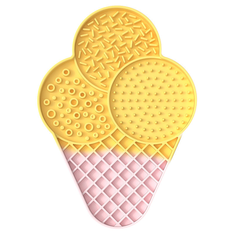 Pet ice cream color-blocked licking mat; Pet bowl silicone licking mat; Slow food mat, smart slow food bowl