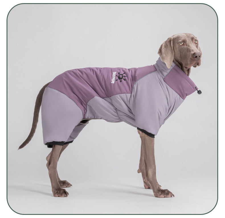 Dog autumn and winter windbreaker and cotton-padded jacket; Windproof, warm and waterproof; High-brightness and highly reflective dog cotton-padded clothing