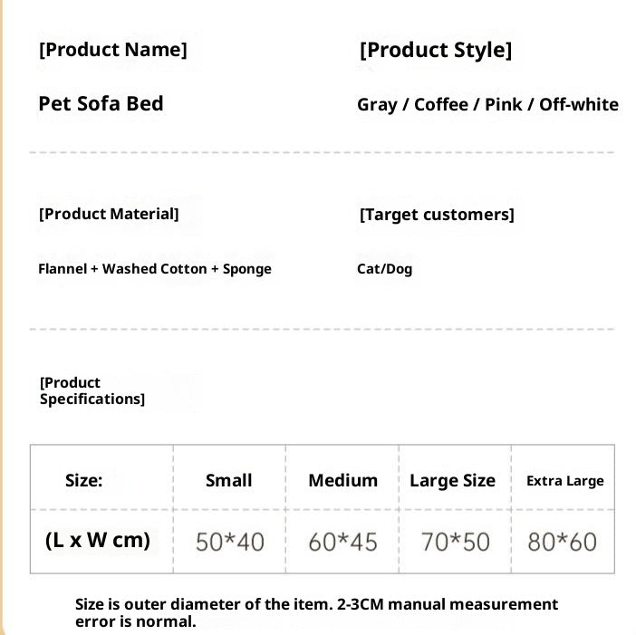 Rabbit fur sofa pet bed: Dog bed, cat bed, warm rabbit fur pet bed; Large detachable pet sofa; Winter dog sofa cat villa