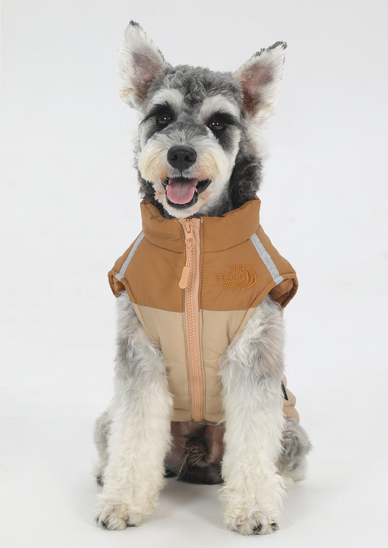 Waterproof reflective pet clothing for autumn and winter ; Dog cotton-padded clothes can pull large dog clothes. Pet clothing