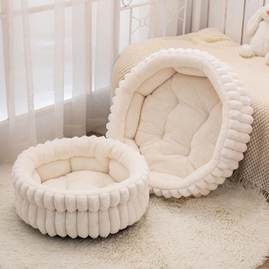 Cloud Three-dimensional Pet Round Bed: Thickened large dog mat for pet beds; Moisture-proof and warm dog bed A small round dog and cat bed