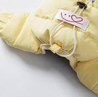 Dog down jacket with fabric label; Warm dog clothes for autumn and winter Four-legged graphene-pulled down jacket Pet clothes for small and medium-sized dogs